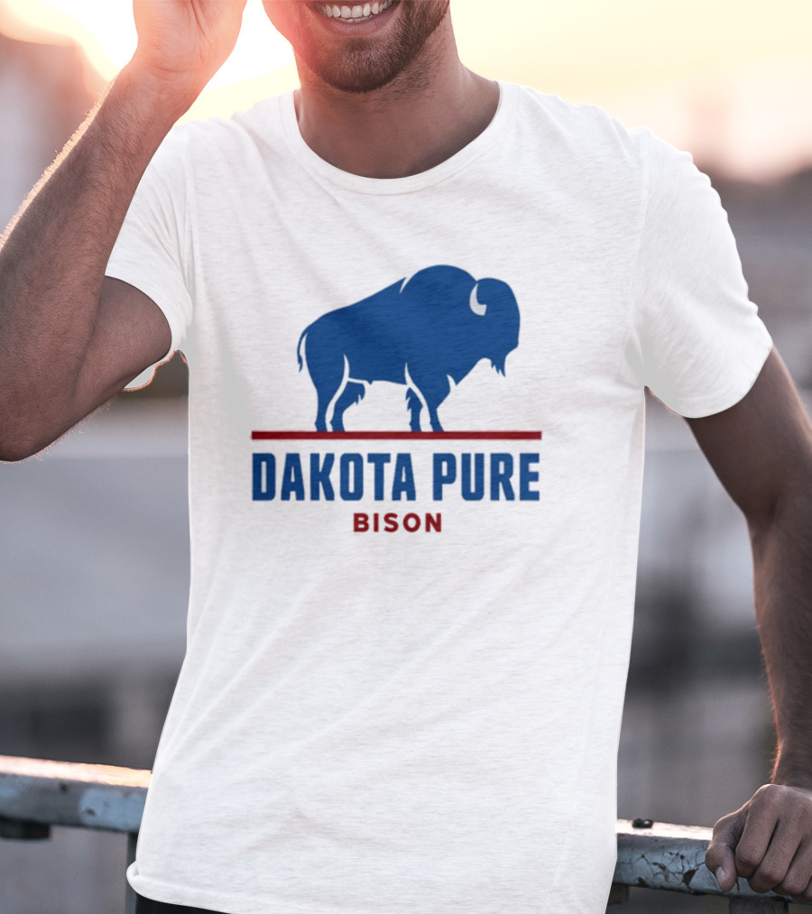 Shawn Baker Dakota Pure Bison Blue Icon Bison Red Line T-Shirt