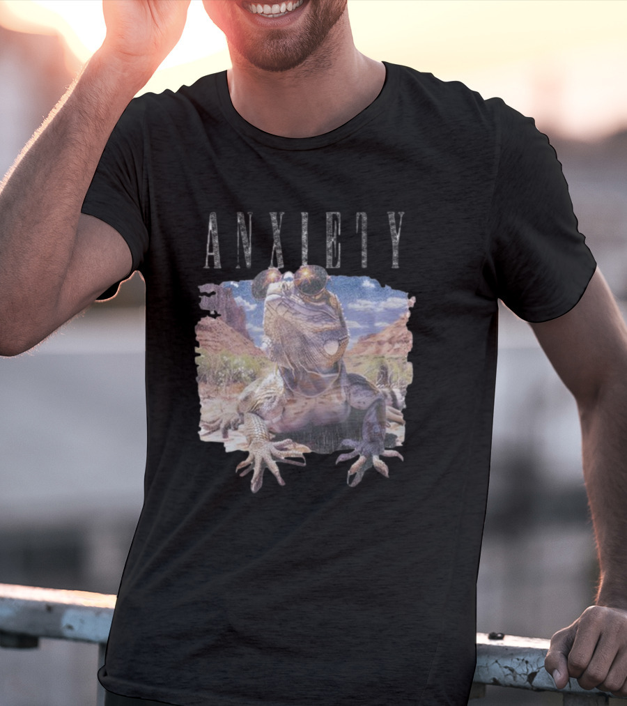 Waveygoods Anxiety Lizard Sunglasses Desert Landscape No Rules T-Shirt