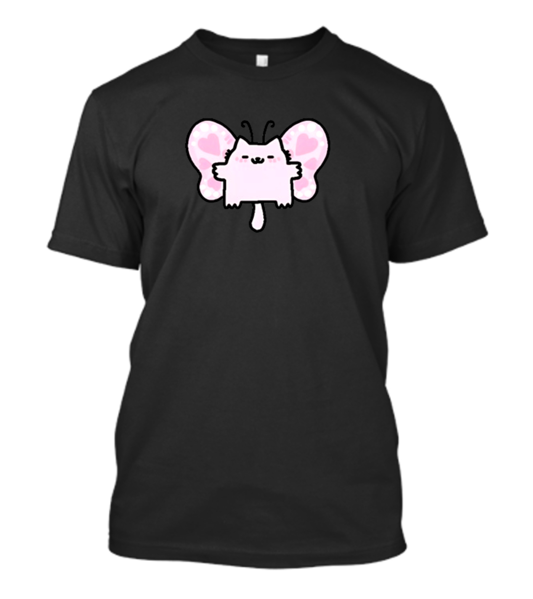 Sillynubcat Butterflycat Pink Heart Wings T-Shirt