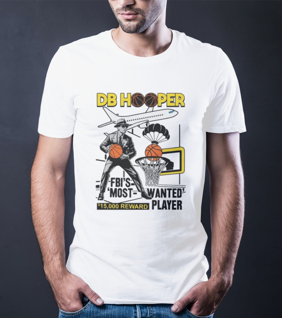 DB Hooper FBI's Most Wanted Player $15,000 Reward Basketball Airplane T-Shirt