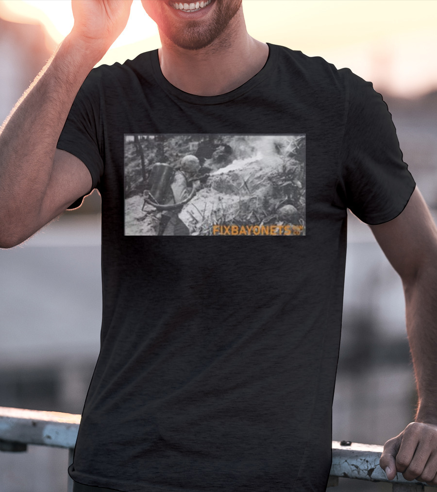 Fix Bayonets WWII Flamethrower Soldier Scene T-Shirt