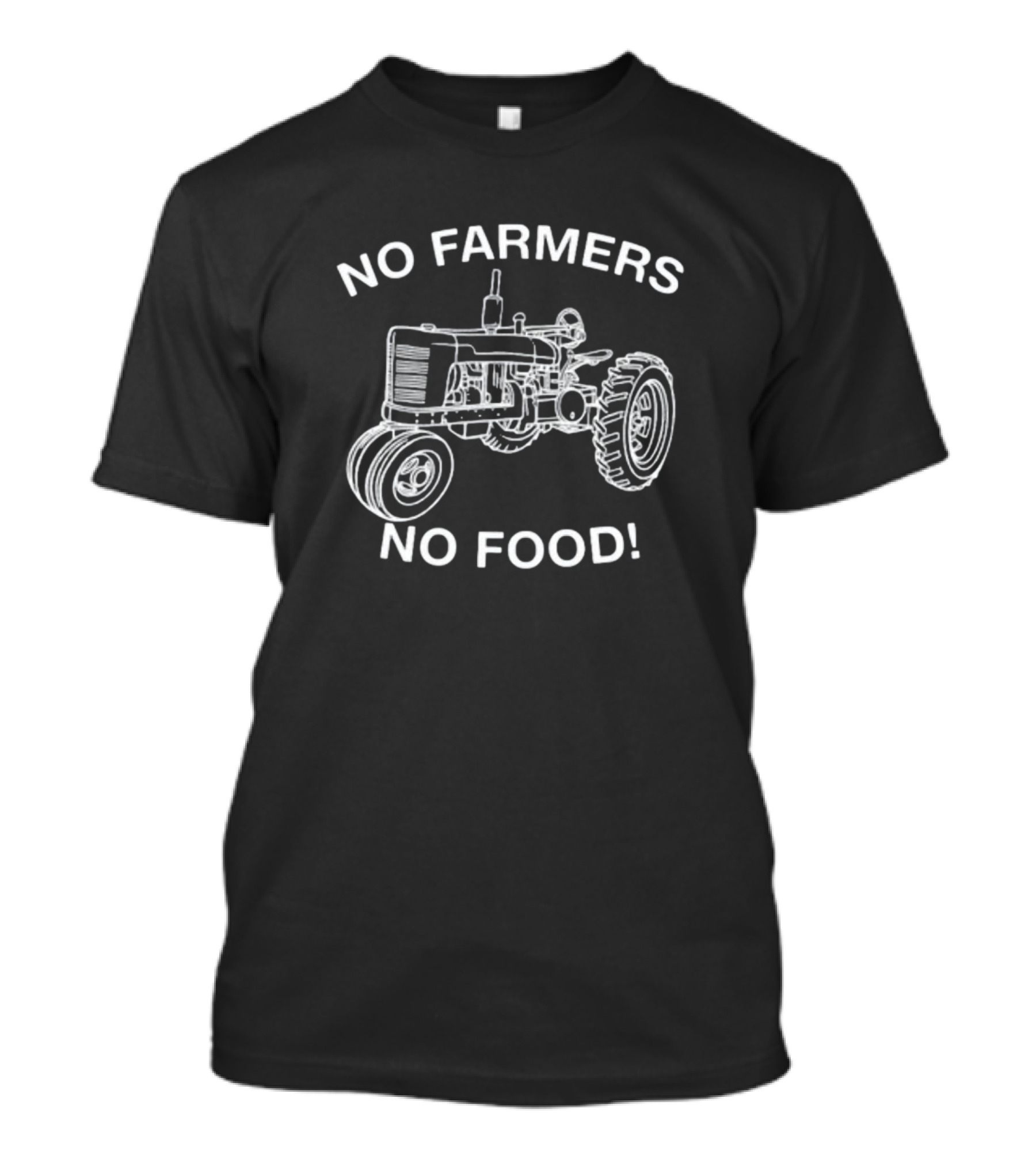No Farmers No Food Vintage Tractor Outline Drawing T-Shirt
