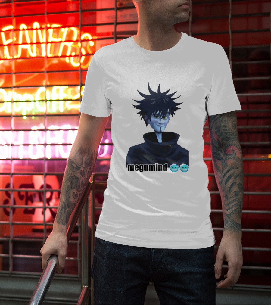 Spiky Haired Megumind Blue Emoji Face T-Shirt