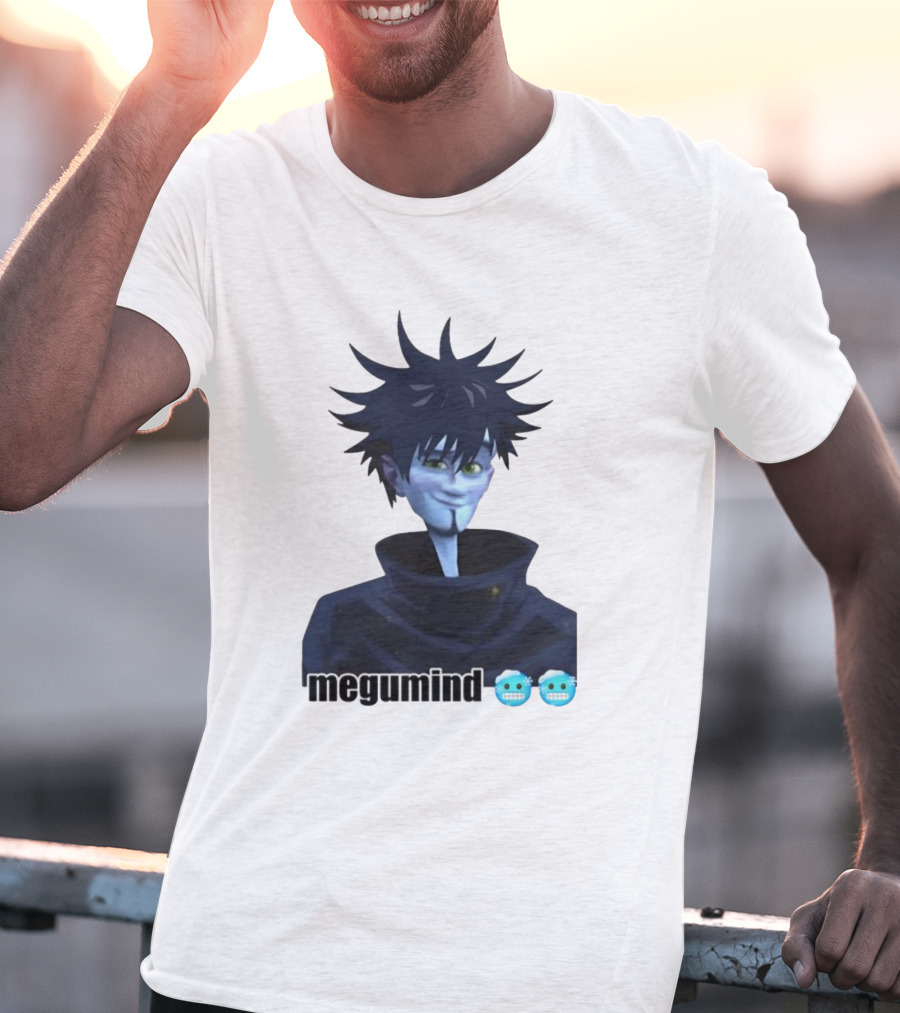 Spiky Haired Megumind Blue Emoji Face T-Shirt