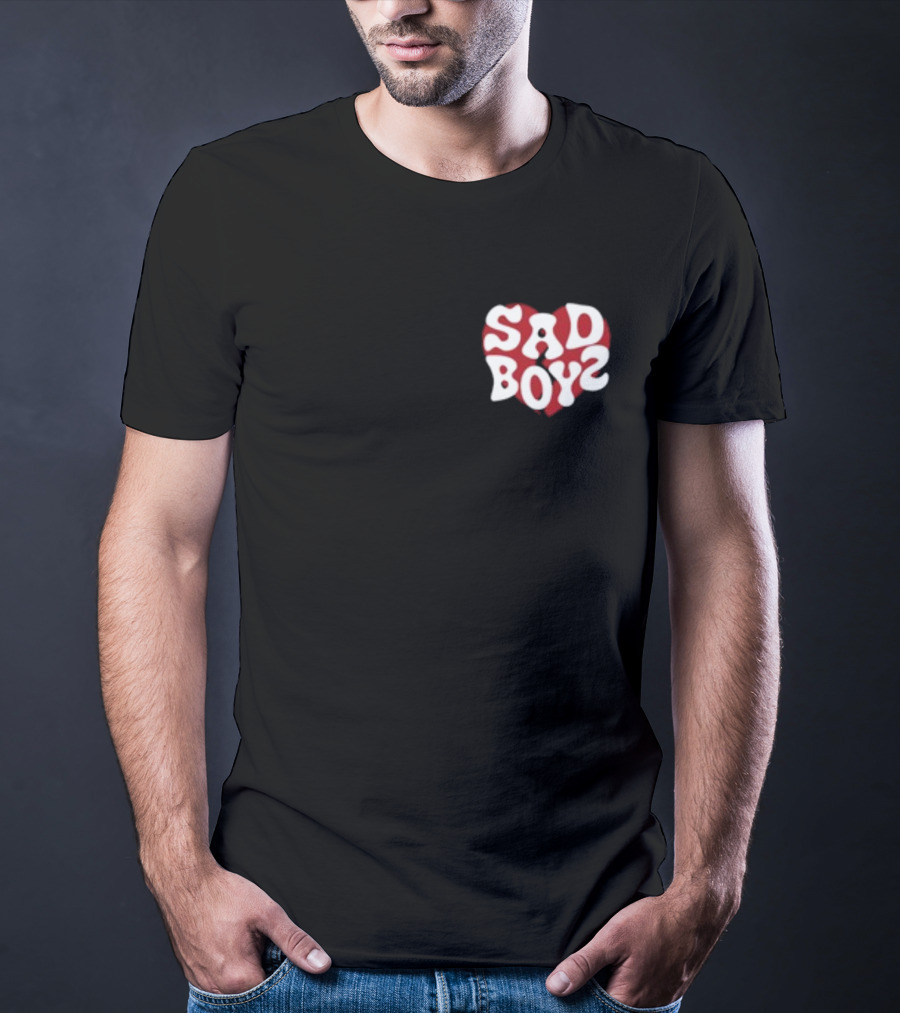 Sad Boyz Heart Logo Red And White Contrast T-Shirt