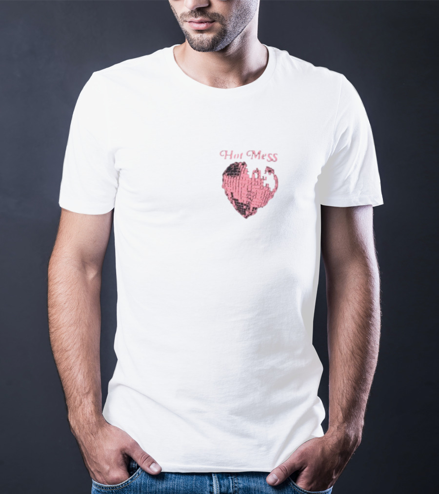 Hot Mess Pink Pixel Heart T-Shirt