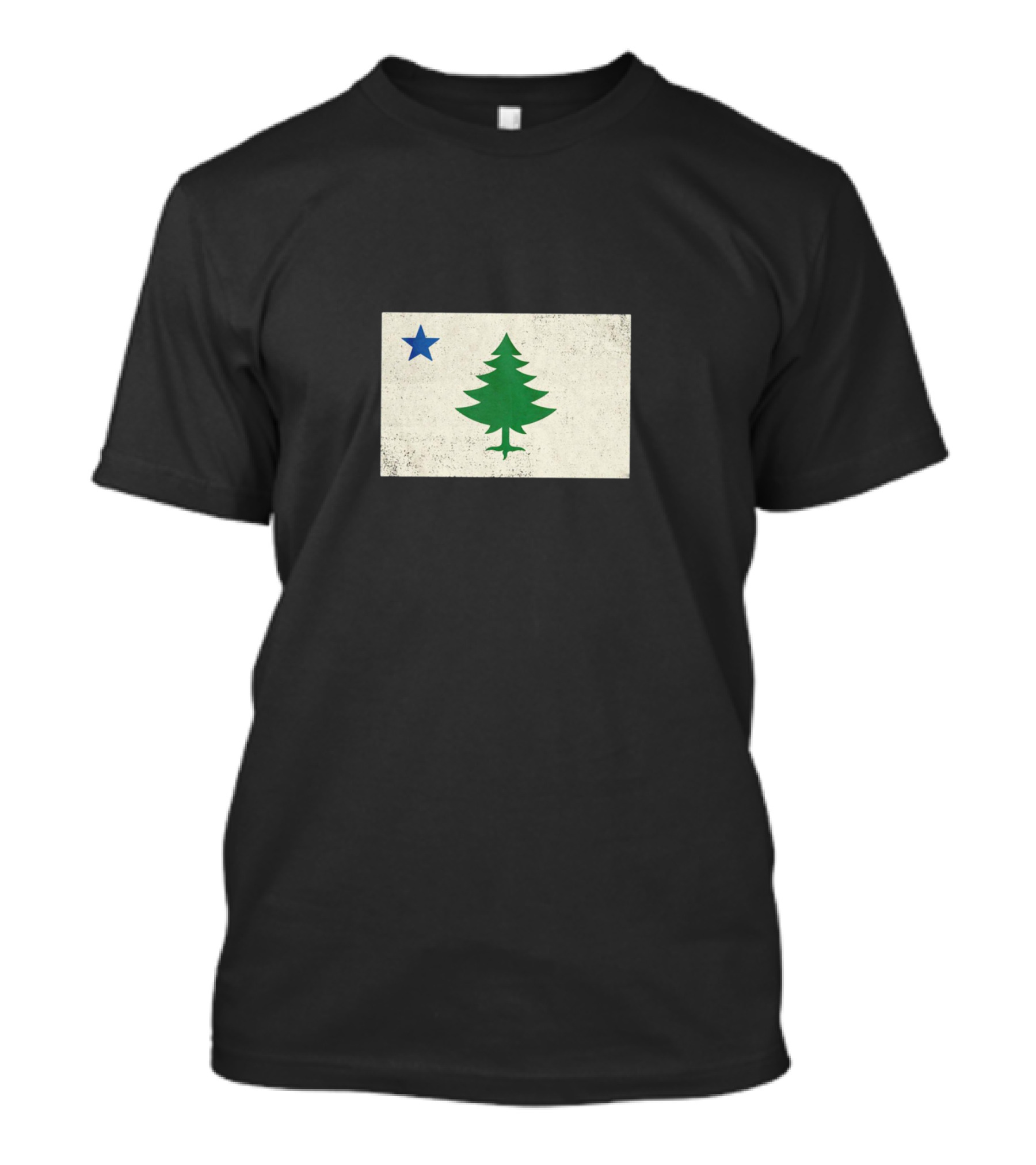 Maine Flag Vintage Pine Tree Star T-Shirt