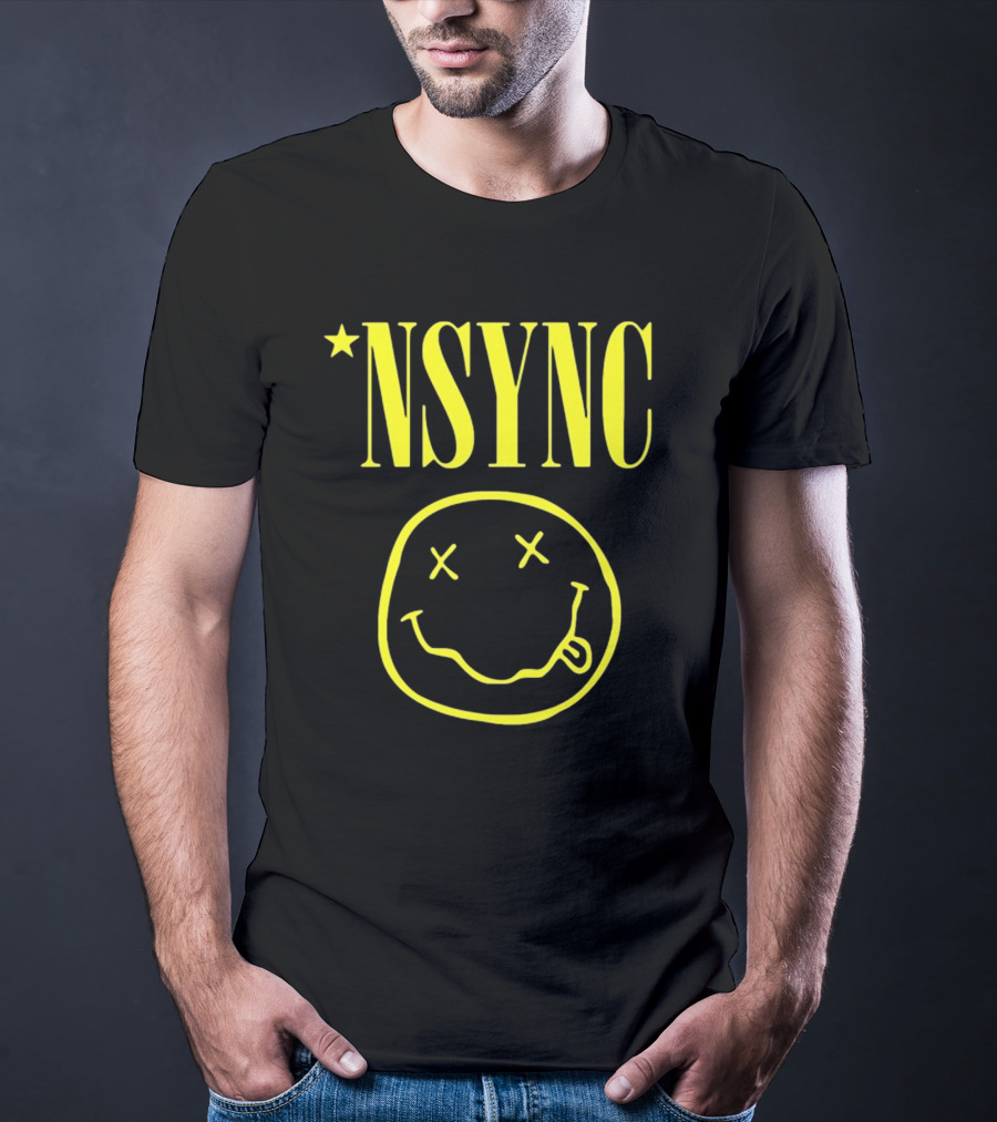 NSYNC Fake Handshake Grunge Inspired Smiley Face T-Shirt