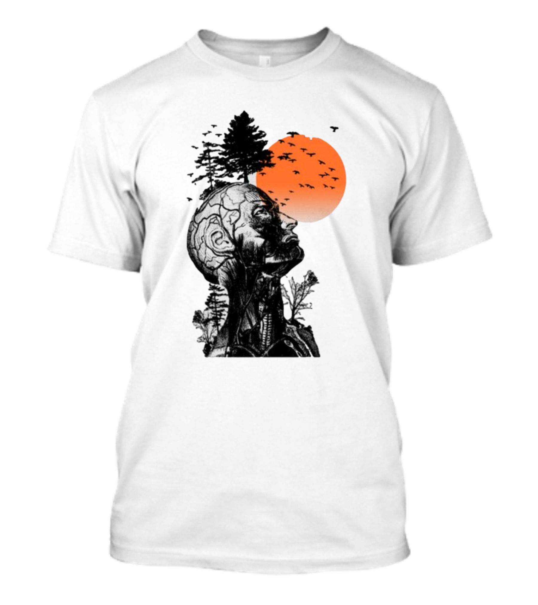 Jason Kelce Hangover Brain Anatomy With Sunset And Flying Birds T-Shirt