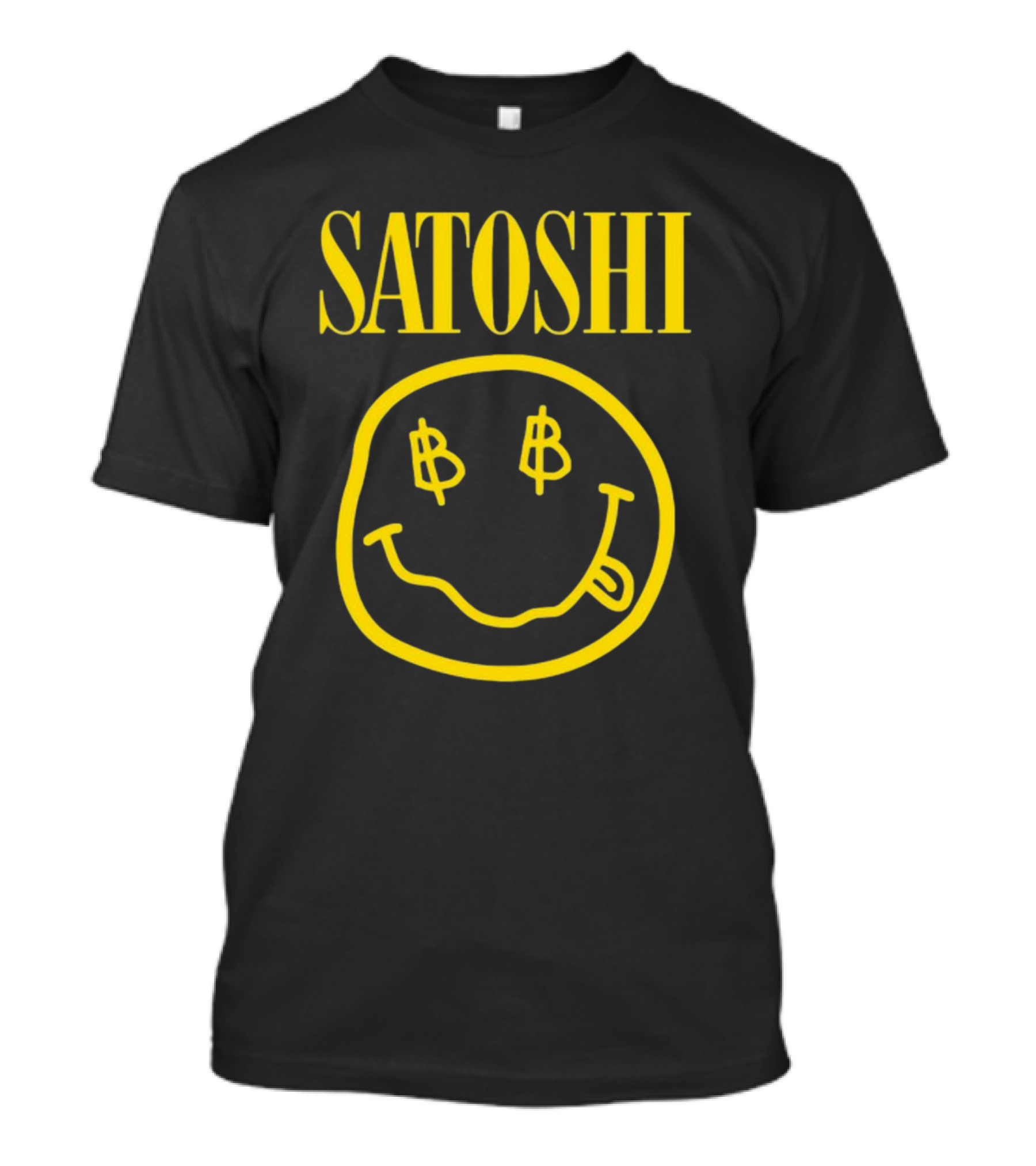 SATOSHI Smiley Face With Bitcoin Symbols T-Shirt