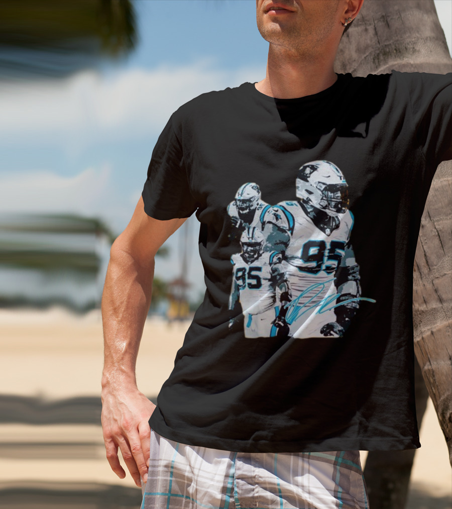 Kai Brown Wearing Carolina Panthers Derrick Brown 95 NFL Football T-Shirt