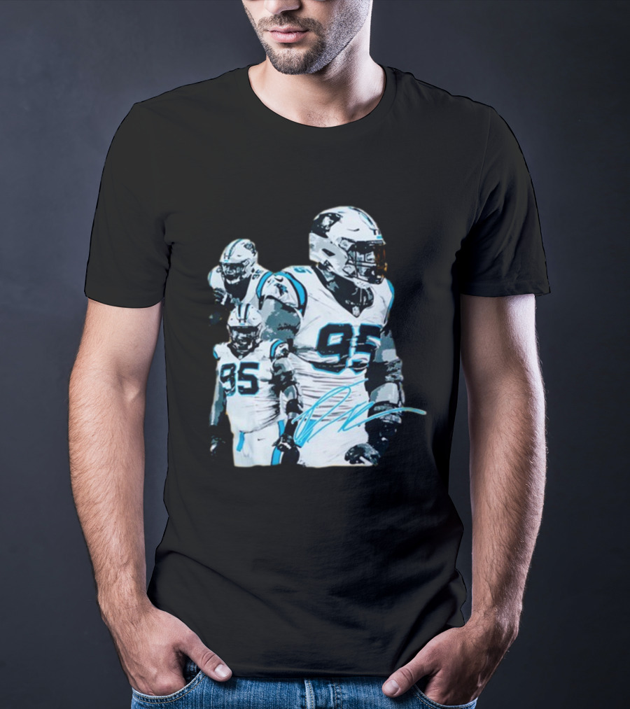 Kai Brown Wearing Carolina Panthers Derrick Brown 95 NFL Football T-Shirt