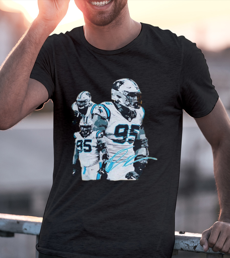 Kai Brown Wearing Carolina Panthers Derrick Brown 95 NFL Football T-Shirt