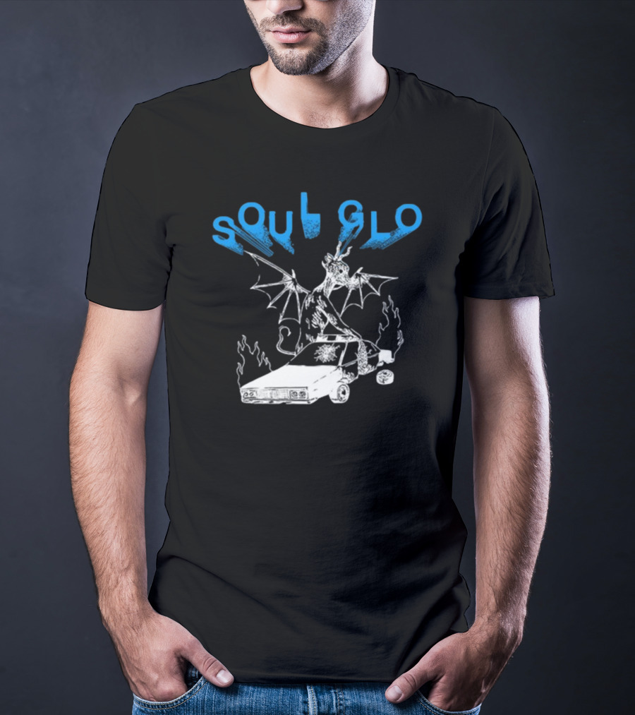 Soul Glo Dragon With Crashed Car And Flames T-Shirt