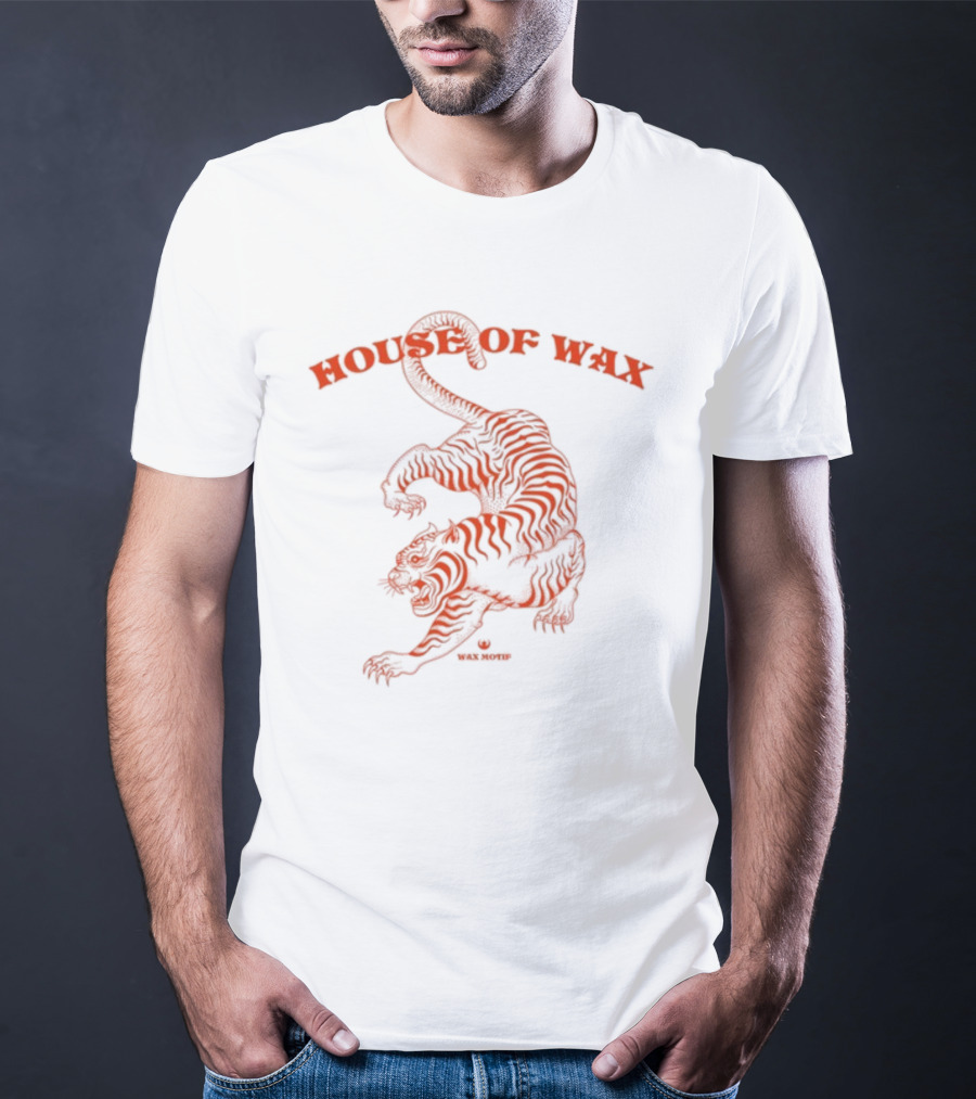 House Of Wax Tiger Wax Motif Striped Roaring Tiger T-Shirt