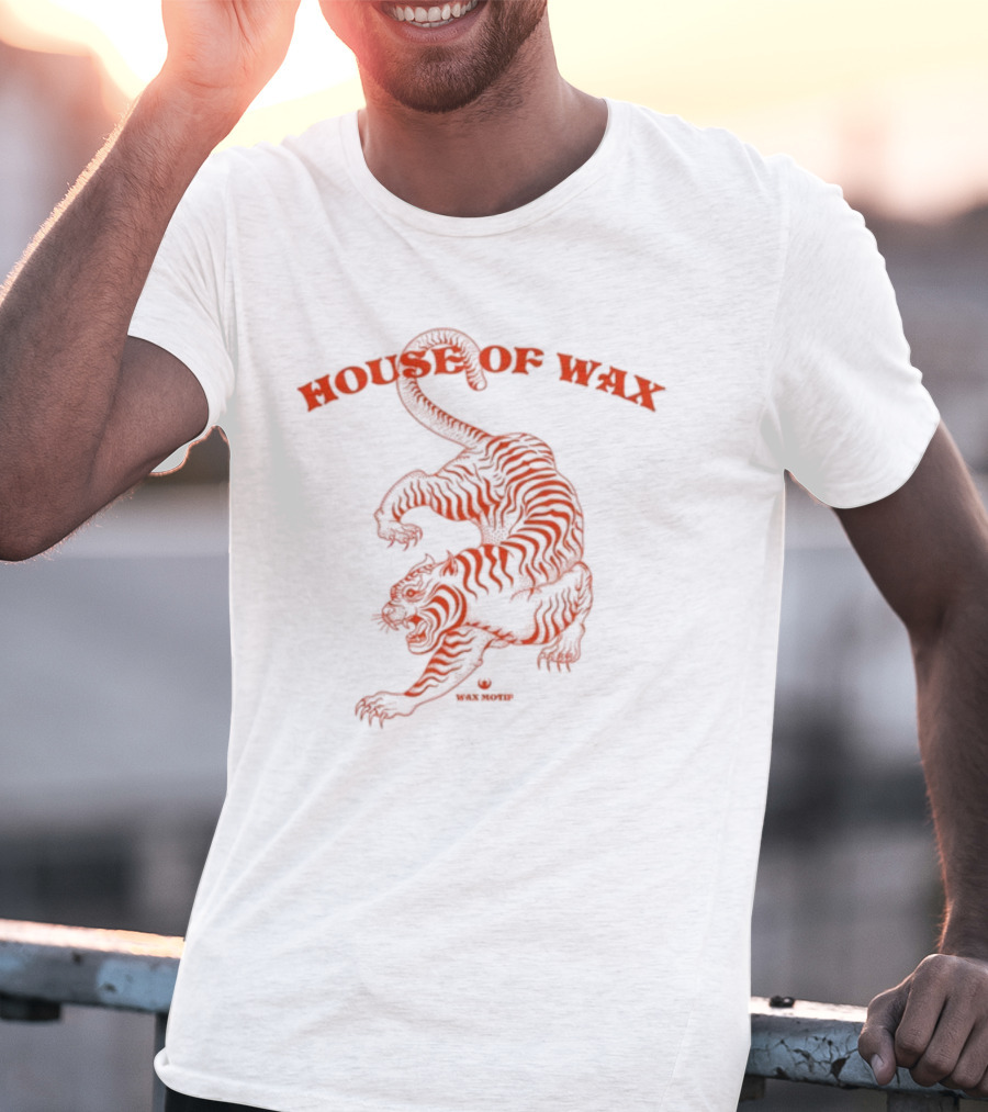 House Of Wax Tiger Wax Motif Striped Roaring Tiger T-Shirt