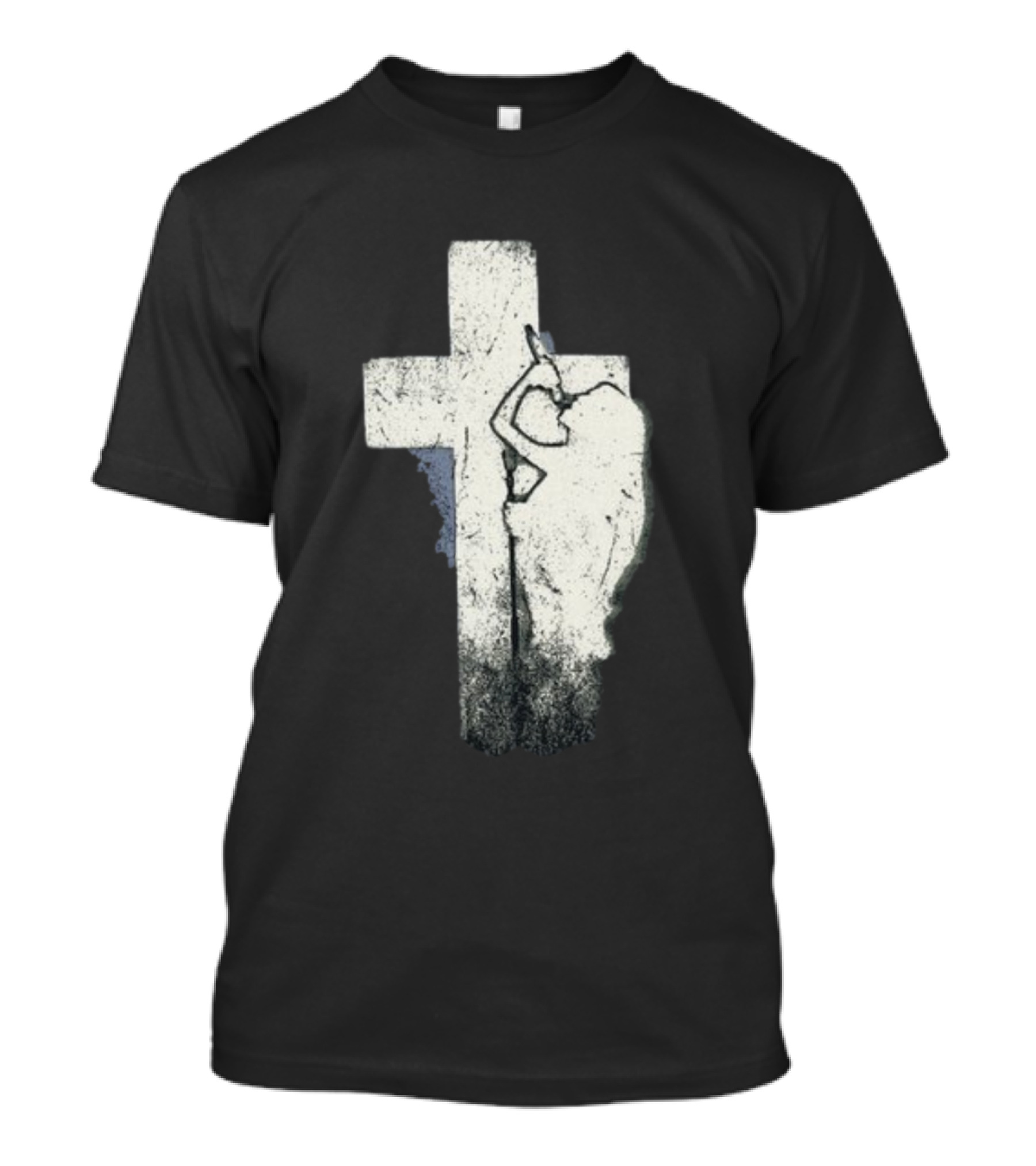 NessaBarrett Crucifix Distressed Standing Figure T-Shirt