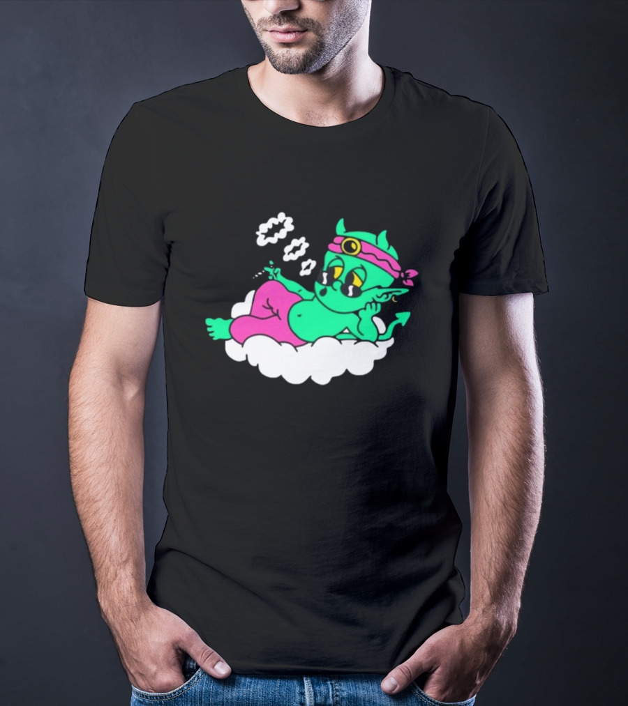 Supermega Funny Brothers Devils Lettuce Smoking Cartoon Demon Cloud T-Shirt