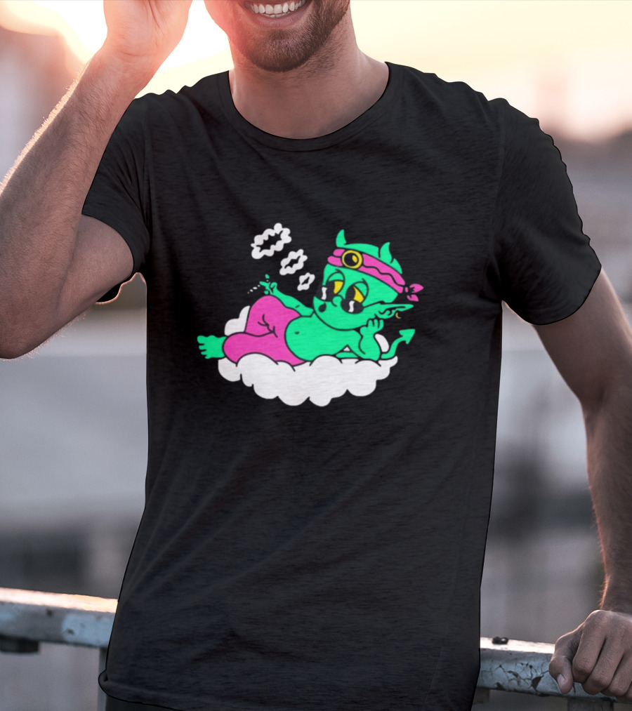 Supermega Funny Brothers Devils Lettuce Smoking Cartoon Demon Cloud T-Shirt