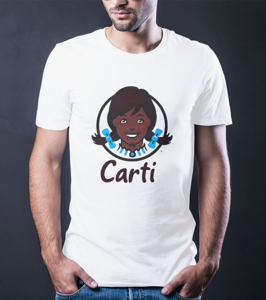 Wendy's Carti Dark Hair Blue Bow Circular T-Shirt
