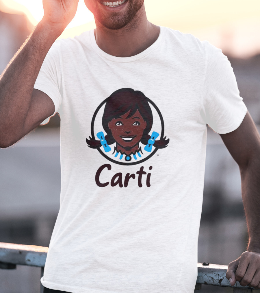 Wendy's Carti Dark Hair Blue Bow Circular T-Shirt