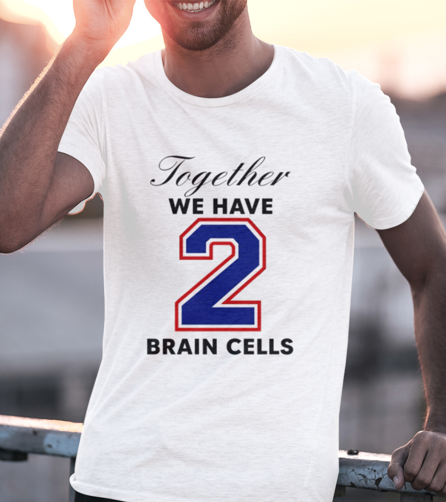 Together We Have 2 Brain Cells Blue Red Outline T-Shirt
