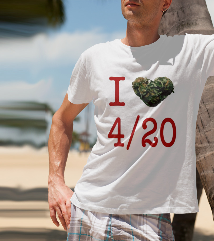 I Love 420 Day Heart Made Of Cannabis T-Shirt