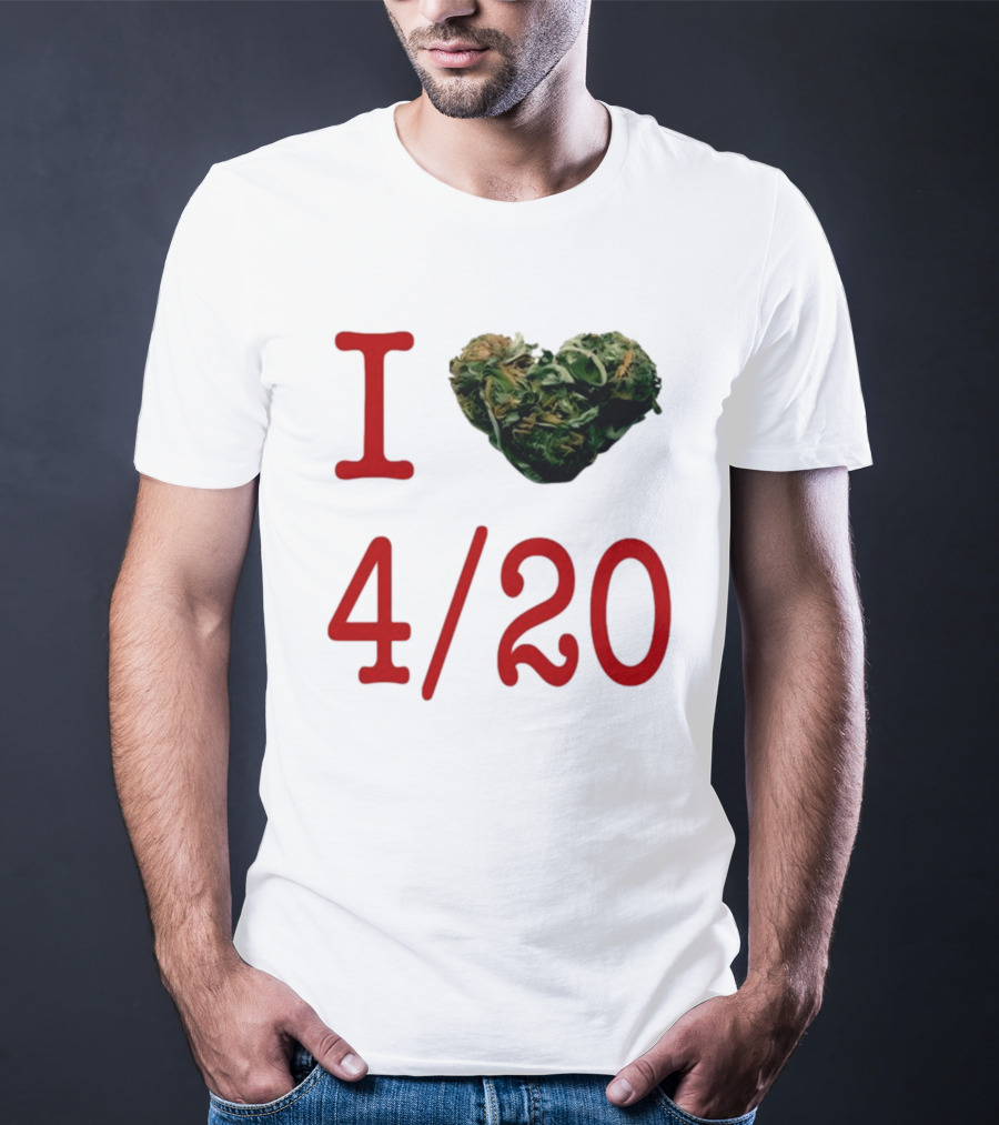 I Love 420 Day Heart Made Of Cannabis T-Shirt