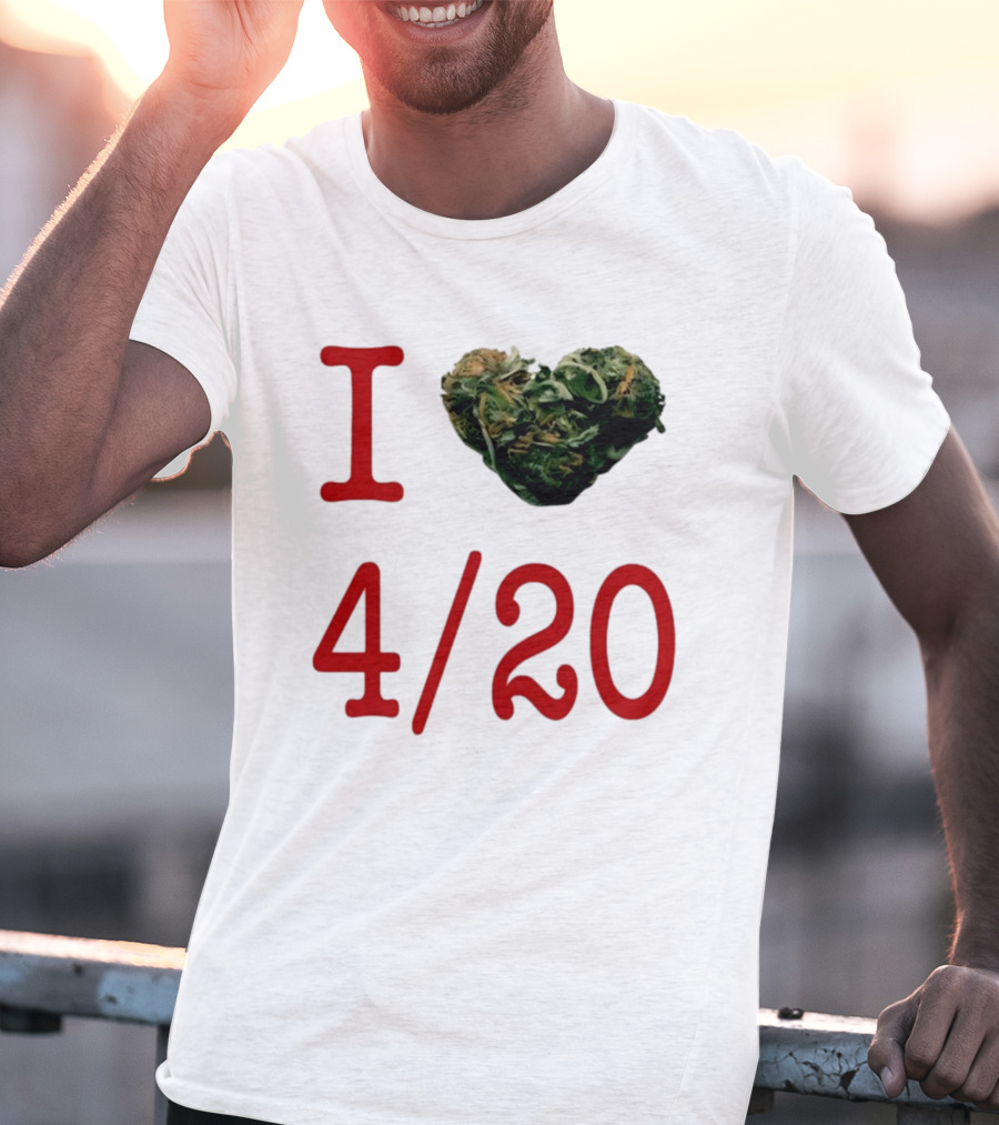 I Love 420 Day Heart Made Of Cannabis T-Shirt