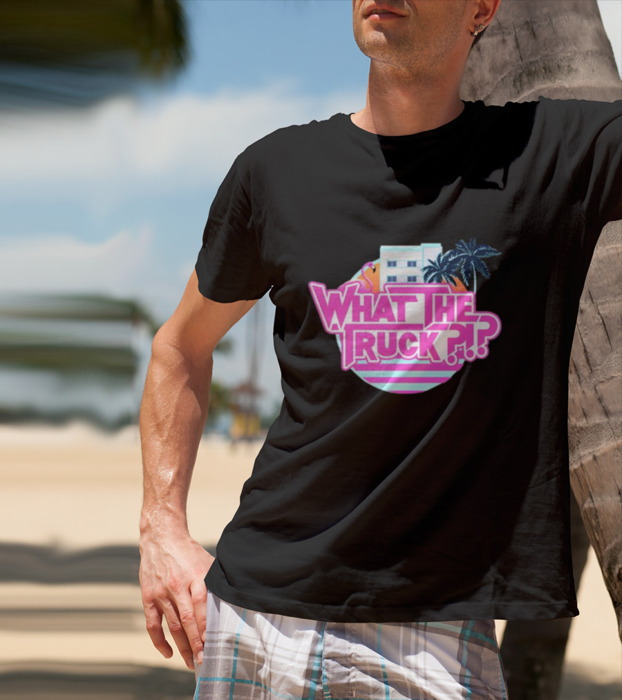What The Truck Miami Florida Flamingo Palm Trees And Art Deco Building T-Shirt