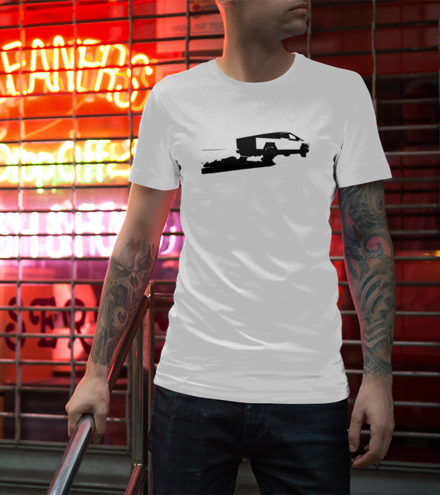 Cybertruck Foundation Monochrome Outline Futuristic Vehicle T-Shirt