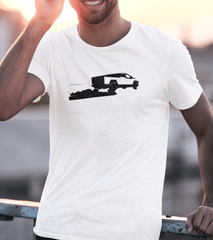 Cybertruck Foundation Monochrome Outline Futuristic Vehicle T-Shirt