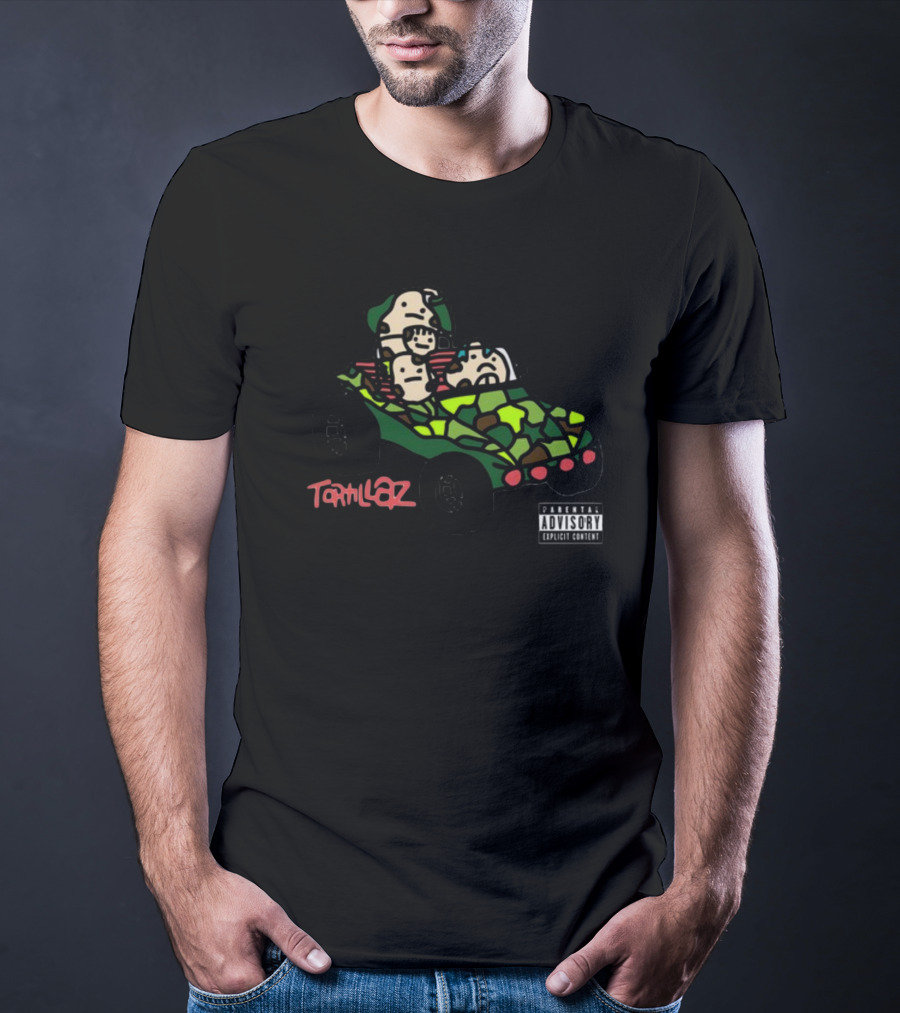 Tortillaz Wrap Music Parody With Cartoon Characters In Camouflage Vehicle T-Shirt