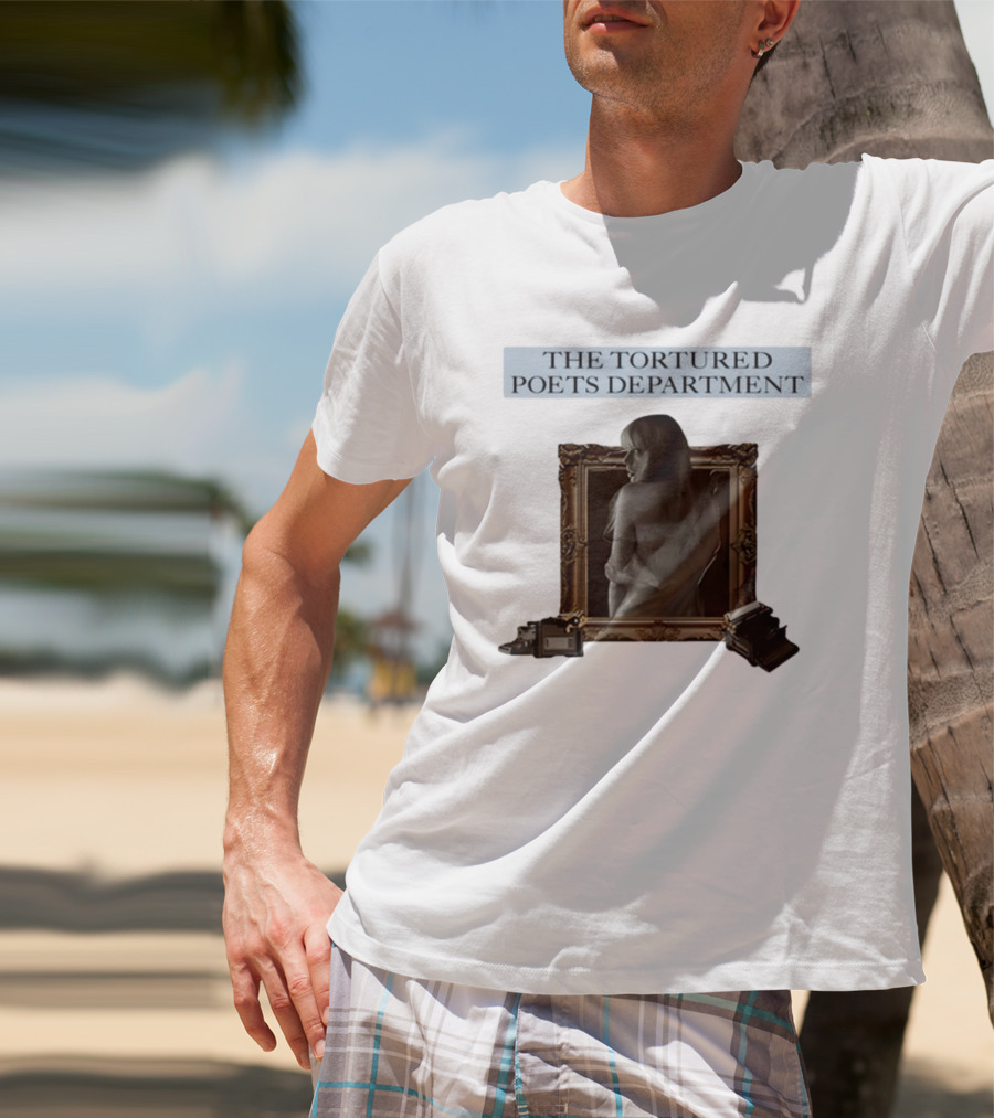 Chartsandshirts The Tortured Poets Department Framed Figure With Books And Typewriter T-Shirt