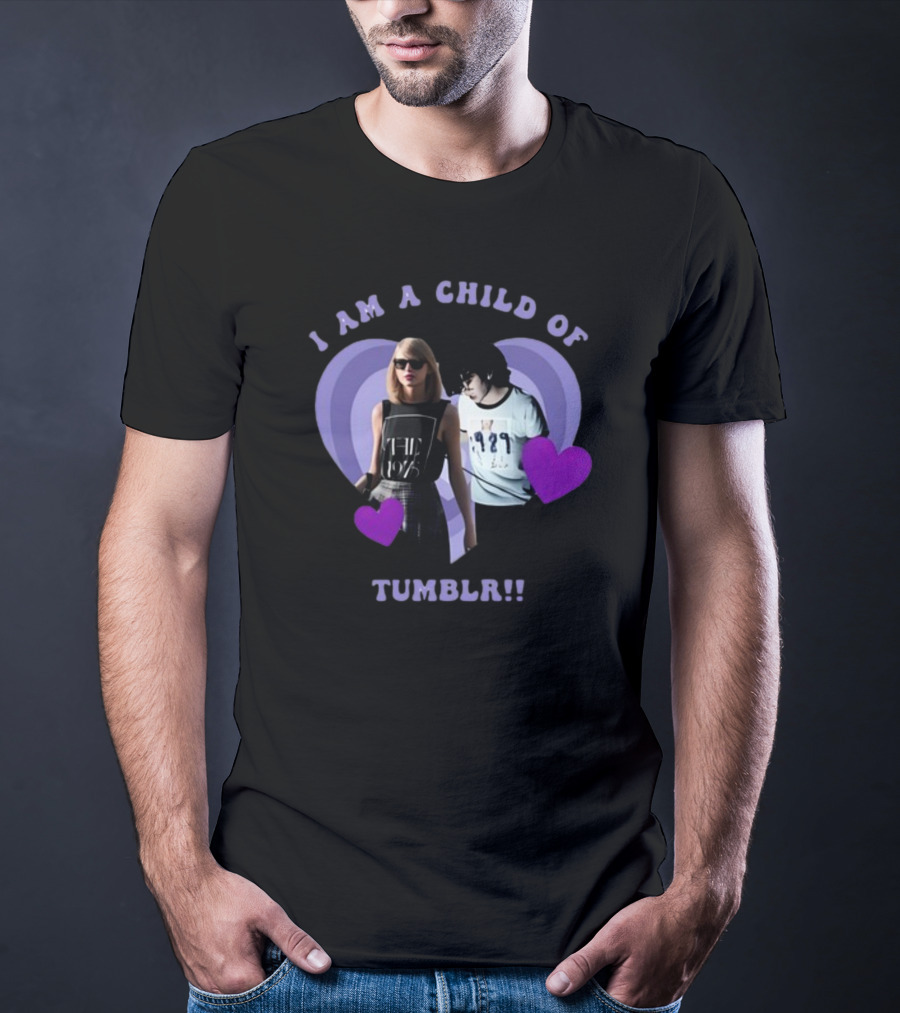 I AM A CHILD OF TUMBLR Taylor Swift Heart Duo With Purple Hearts T-Shirt