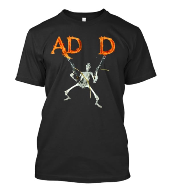 ADHD Skeleton Dual-Wielding Fiery Guns T-Shirt