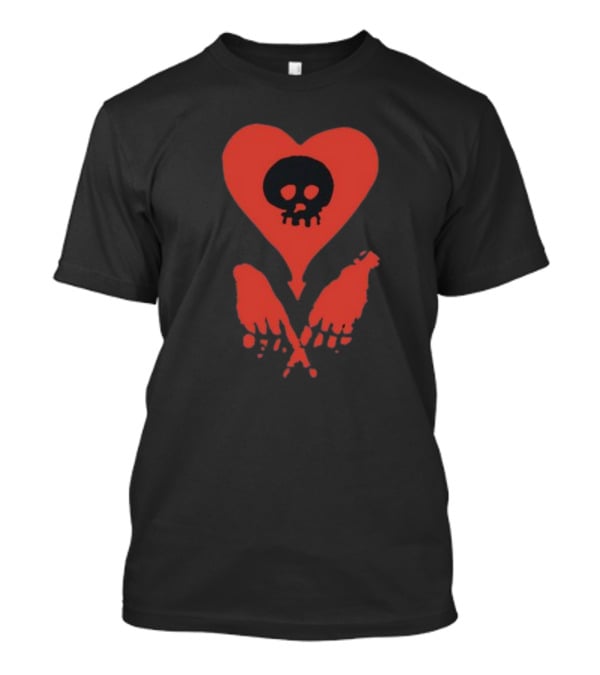 Alkalinetrio Fingers Crossed Red Heart Skull And Bones T-Shirt