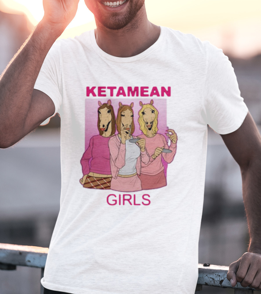 Ketamean Girls Horse Head Trio In Pink Outfits T-Shirt
