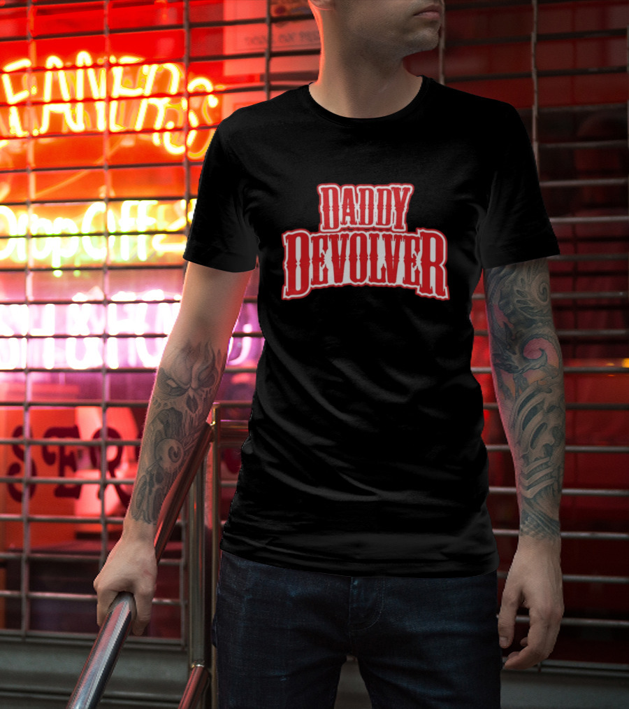Daddy Devolver Red Western Typography T-Shirt