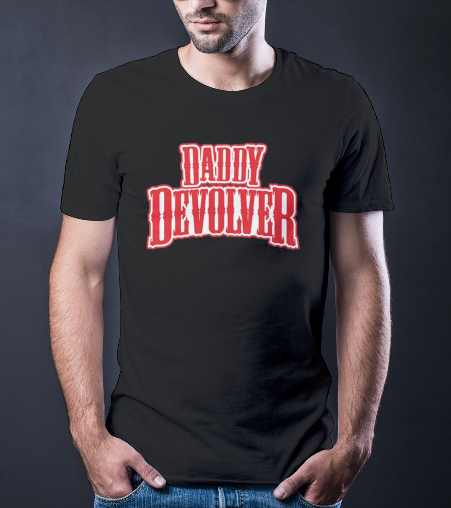 Daddy Devolver Red Western Typography T-Shirt