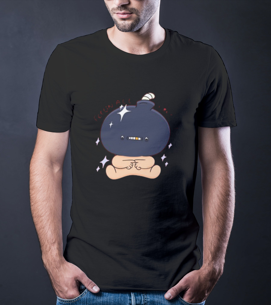Feelin Alil Burnt Out Ghoulshack Bomb Character With Stars T-Shirt