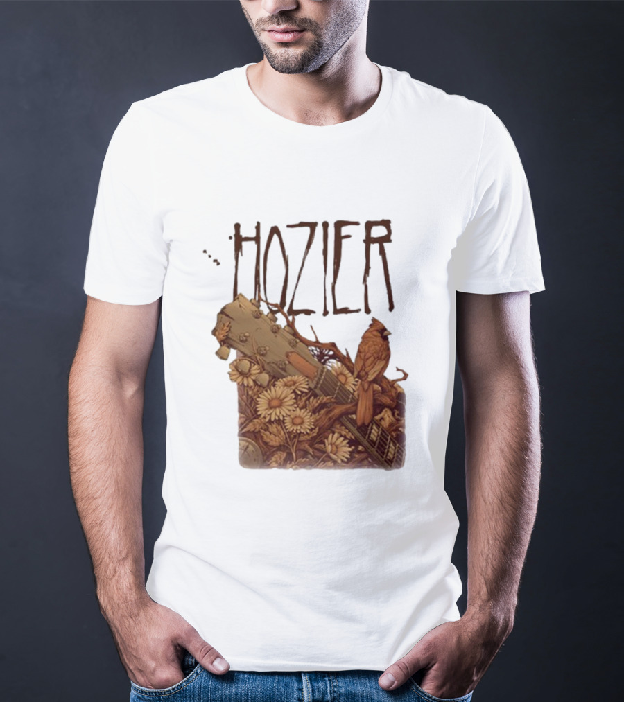 Hozier Jacksonville May 7 Show Guitar And Floral Bird T-Shirt
