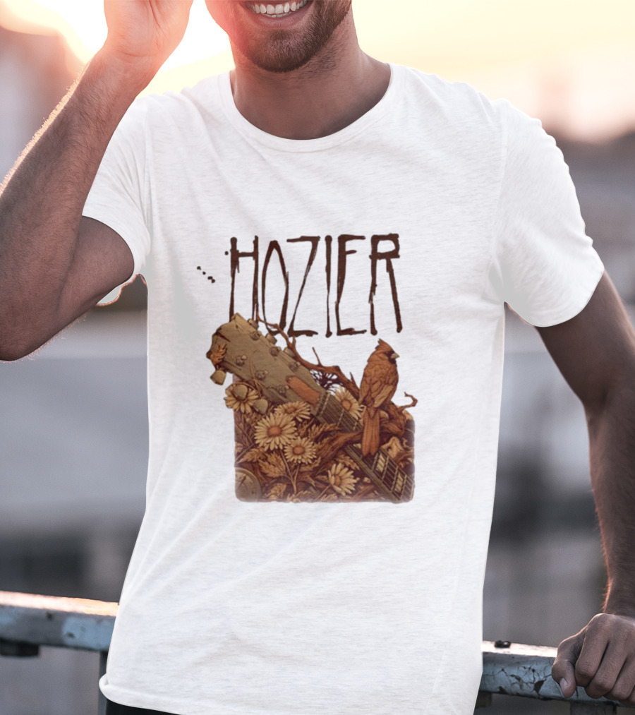 Hozier Jacksonville May 7 Show Guitar And Floral Bird T-Shirt