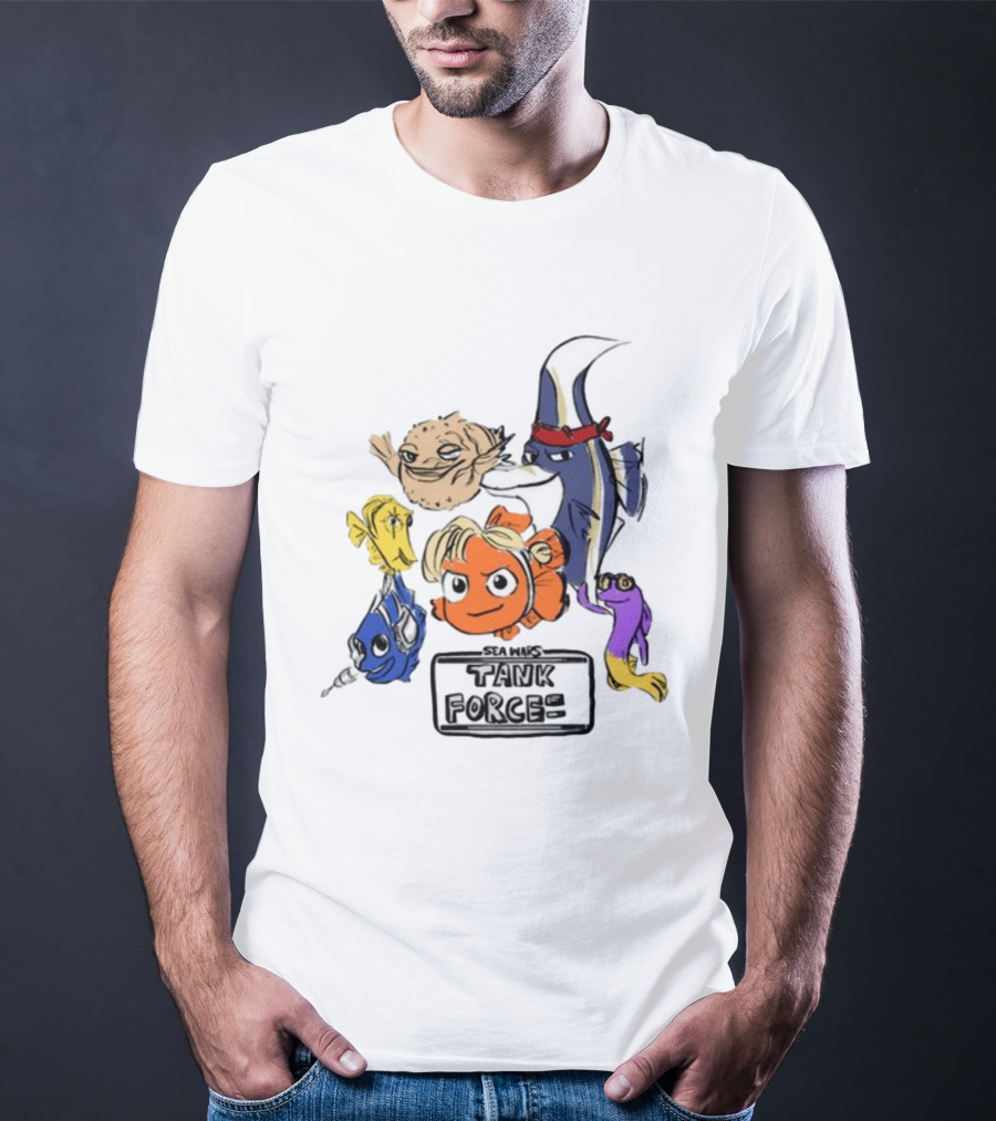 Sea Wars Tank Force Cartoon Fish Characters T-Shirt