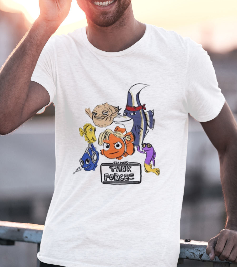 Sea Wars Tank Force Cartoon Fish Characters T-Shirt