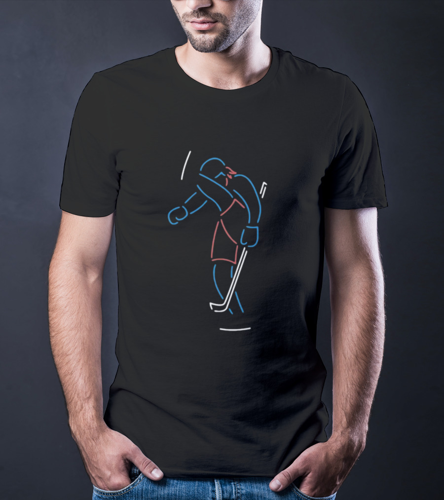Athlete Logos The Neon Hockey Man T-Shirt