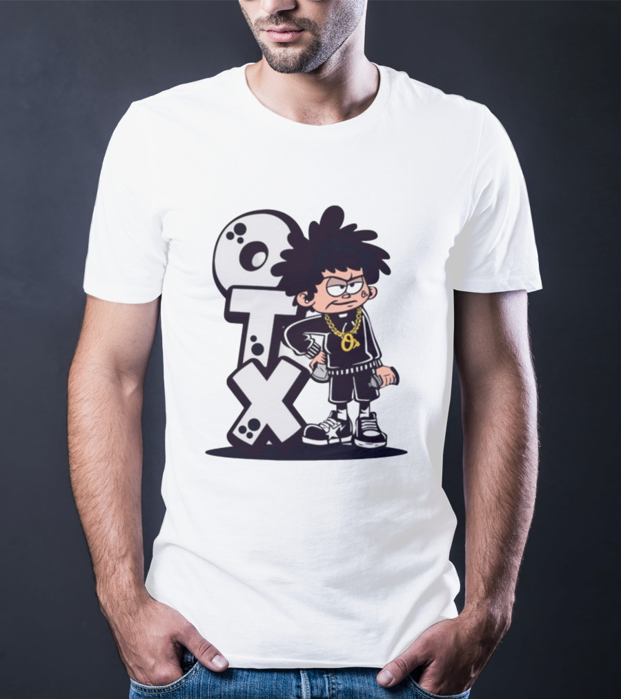 OTX Only Tha Xlcusive Cartoon Character With Chain T-Shirt