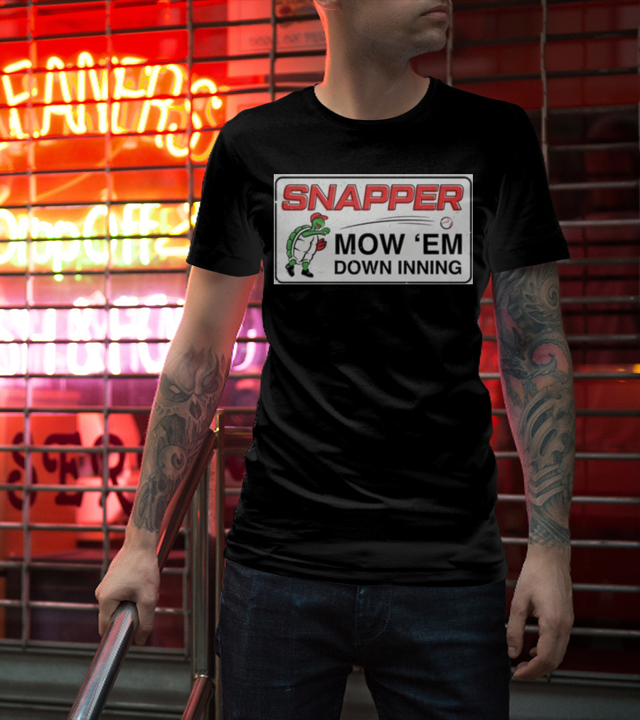 Snapper Mow 'Em Down Inning Baseball Turtle T-Shirt