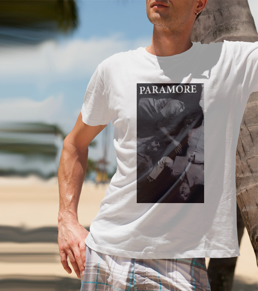 Paramore Black And White Band Photo Trio Lying Down T-Shirt