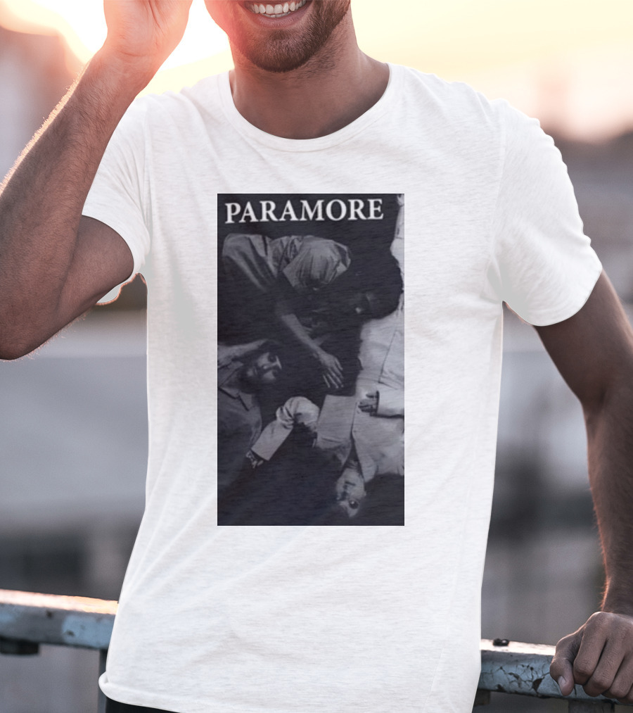 Paramore Black And White Band Photo Trio Lying Down T-Shirt